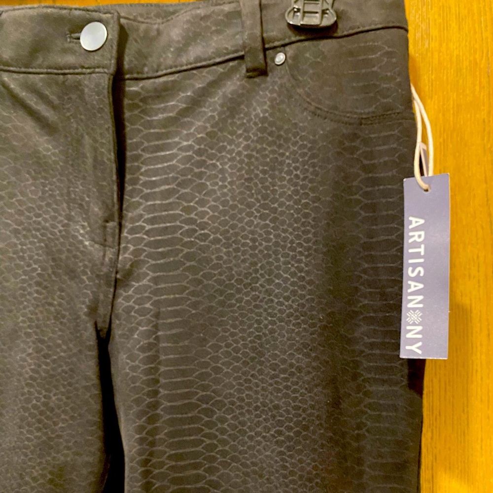 *NWT* Artisan NY Snake Animal Print  Faux Suede Dress Trouser Pants Black 6